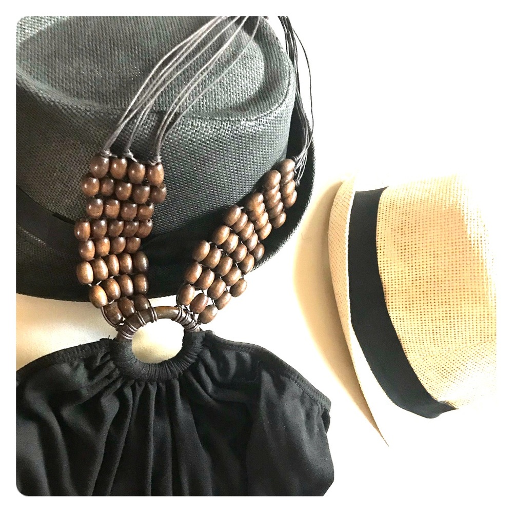 A casual shirt (halter top) wooden beads